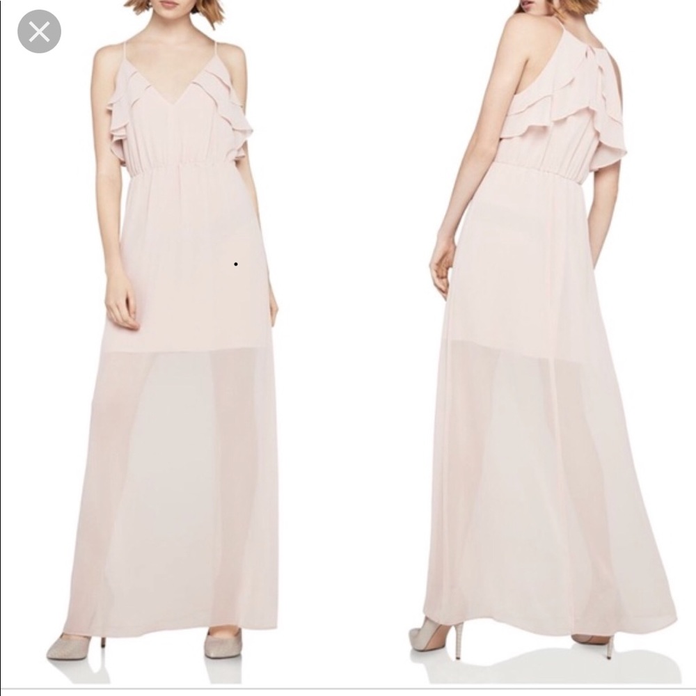BCBGeneration V-Neck long blush chiffon maxi